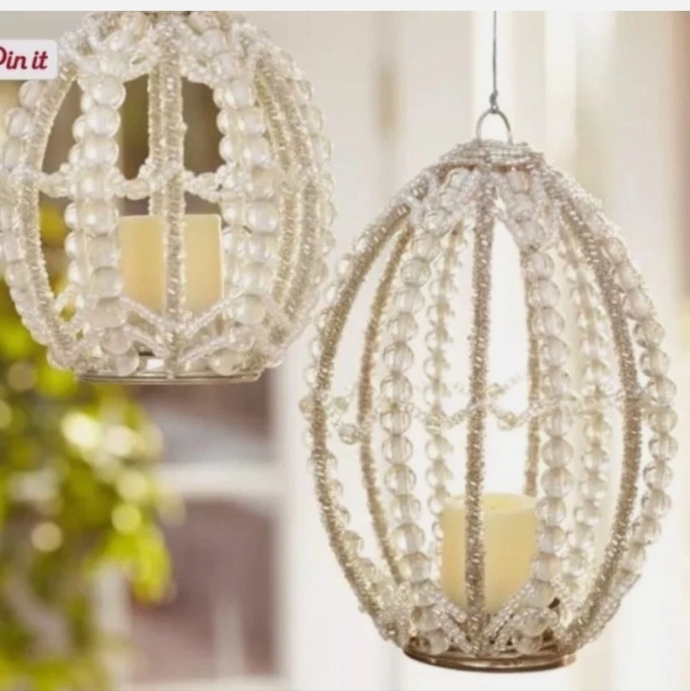 Pottery Barn Beaded Egg Candleholder Easter